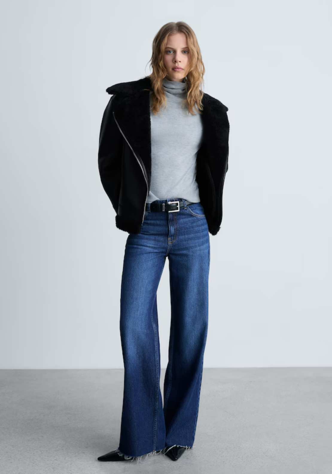 Mango Jacket with shearling-effect lining - Black 3 Shaws Department Stores