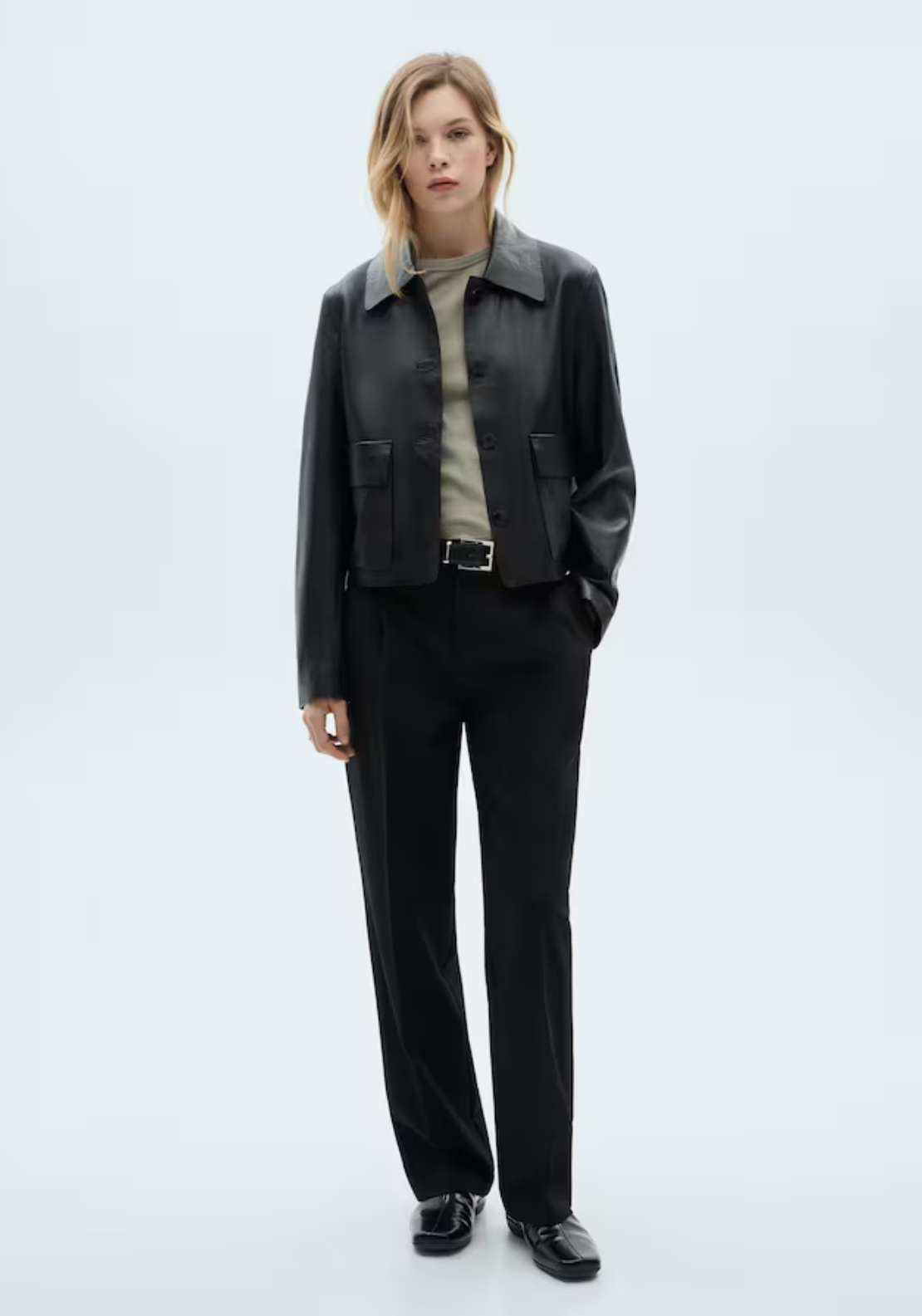 Mango Straight-fit pleated trousers - Black 2 Shaws Department Stores