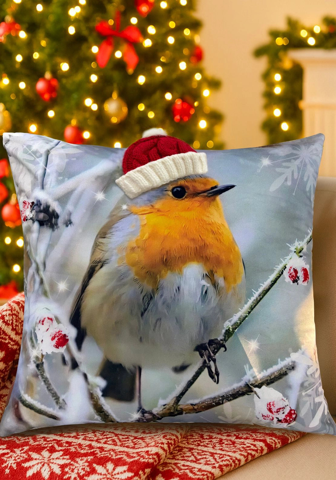 Robin With Hat Cushion - Multi