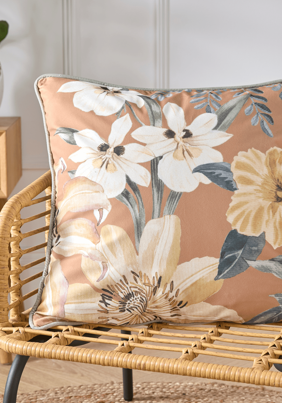 Heather &amp; Ferne Sarah Velvet Cushion - Gold 1 Shaws Department Stores