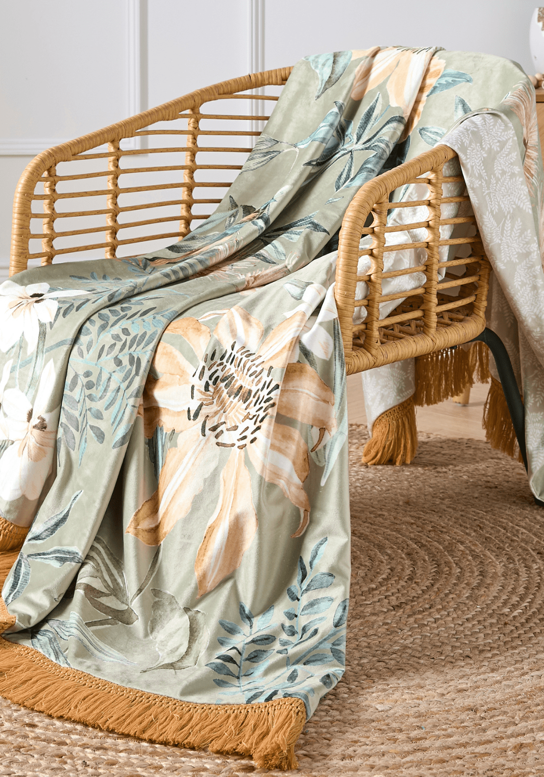 Heather &amp; Ferne Sarah Velvet Throw - Gold 1 Shaws Department Stores
