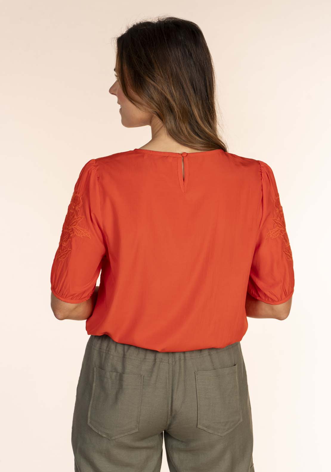 Naoise Embroidered Blouse - Orange 4 Shaws Department Stores
