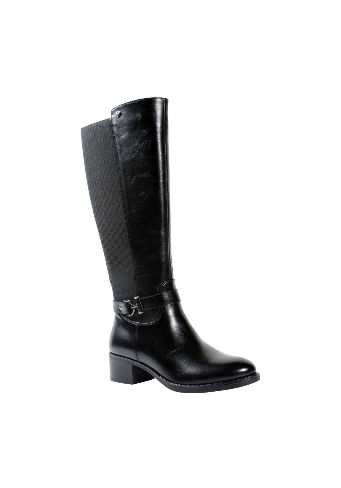 Knee High Buckle Boot - Black