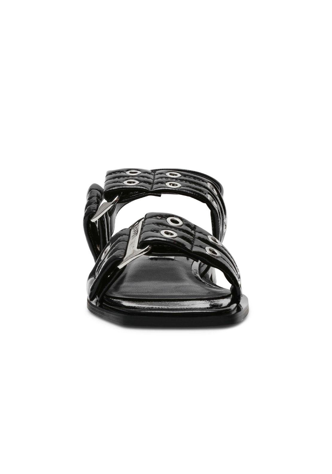 Buckle Stud Flat Sandal Black – Shaws