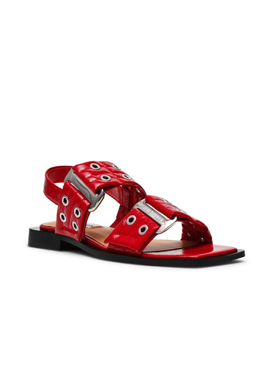 Steve Madden Buckle Stud Flat Sandal - Red 2 Shaws Department Stores