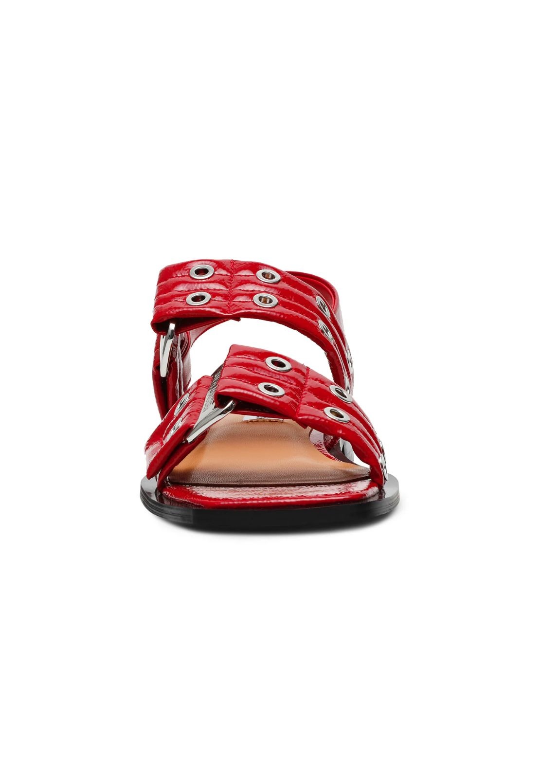 Steve Madden Buckle Stud Flat Sandal - Red 3 Shaws Department Stores