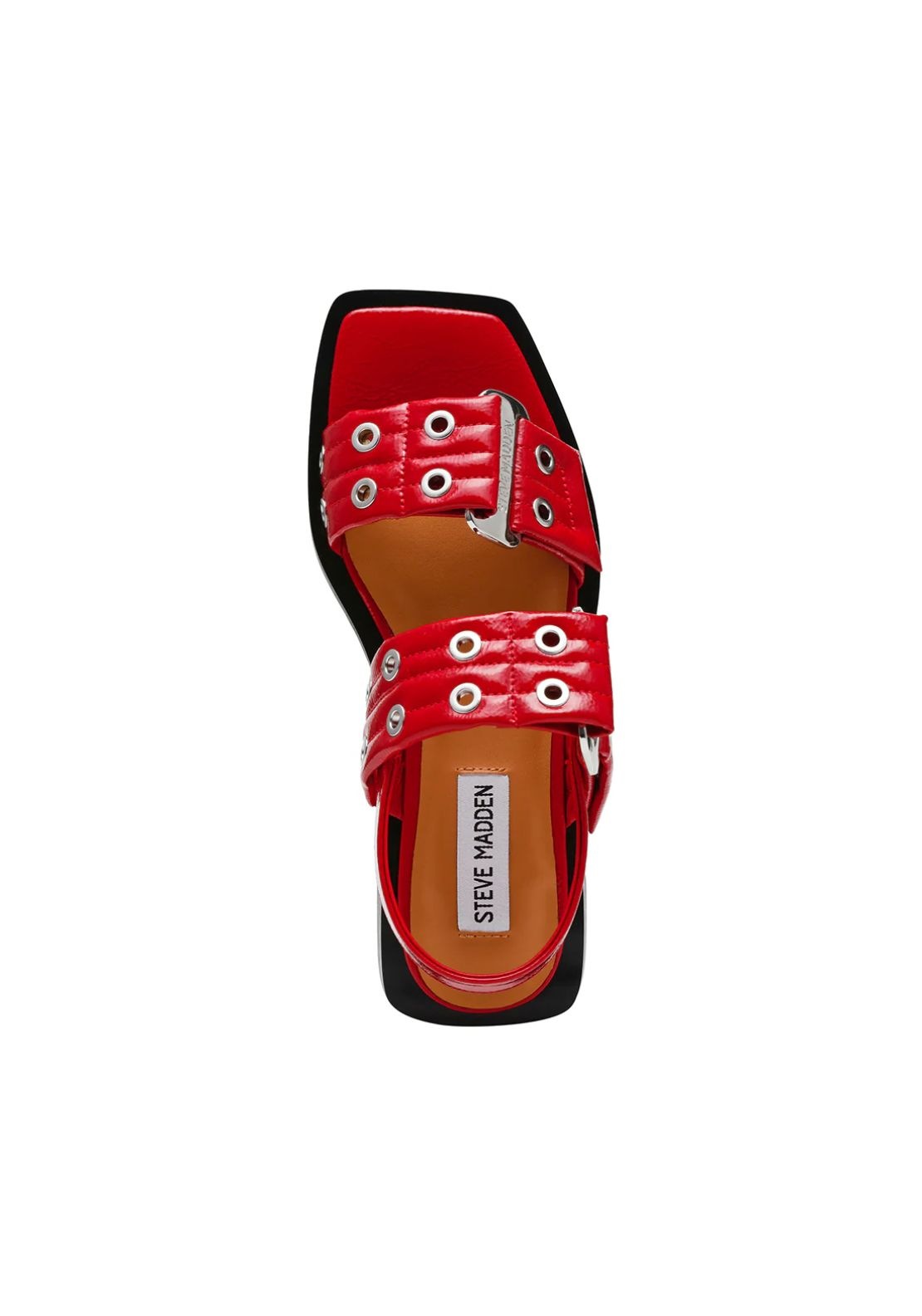 Steve Madden Buckle Stud Flat Sandal - Red 6 Shaws Department Stores