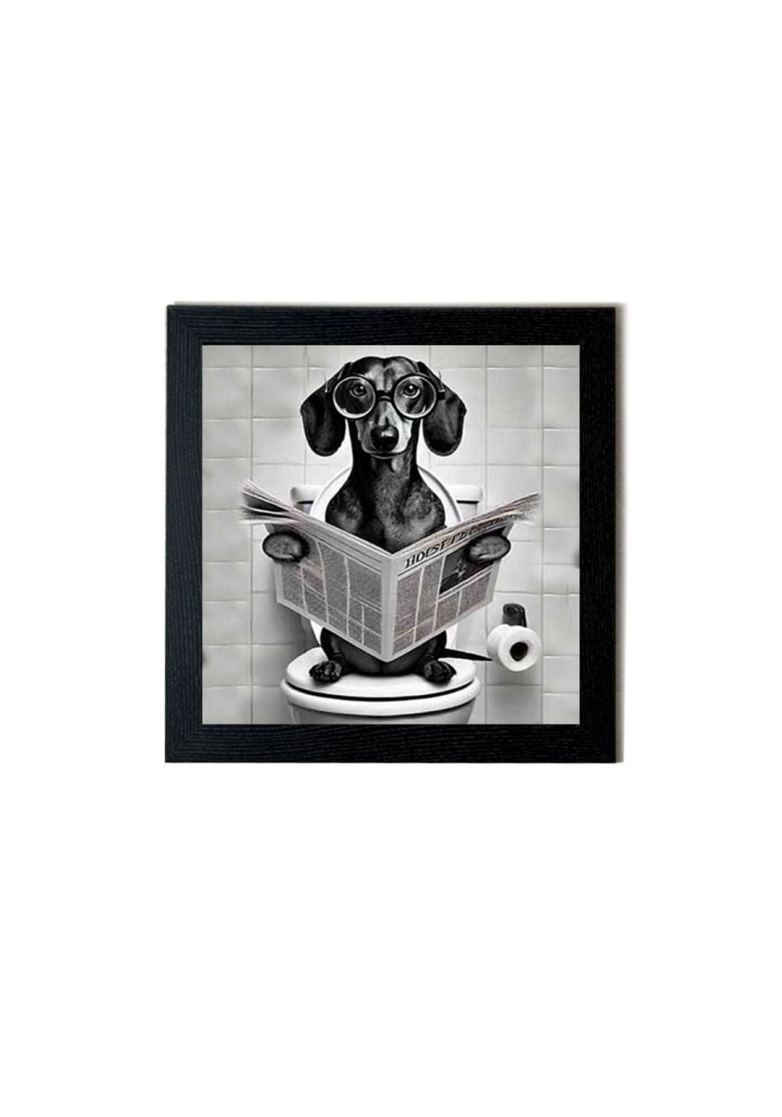 The Home Collection Dachshund On Loo Black &amp; White Framed Picture - Black 1 Shaws Department Stores