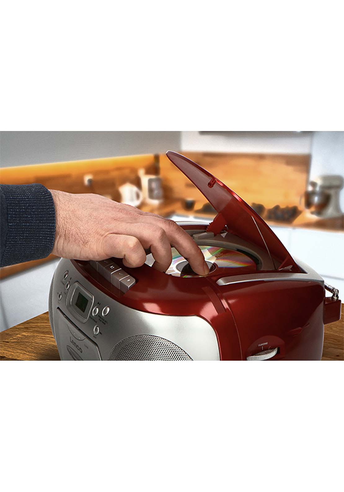 Lenco Radio Cassette Cd Player - Red 3 Shaws Department Stores