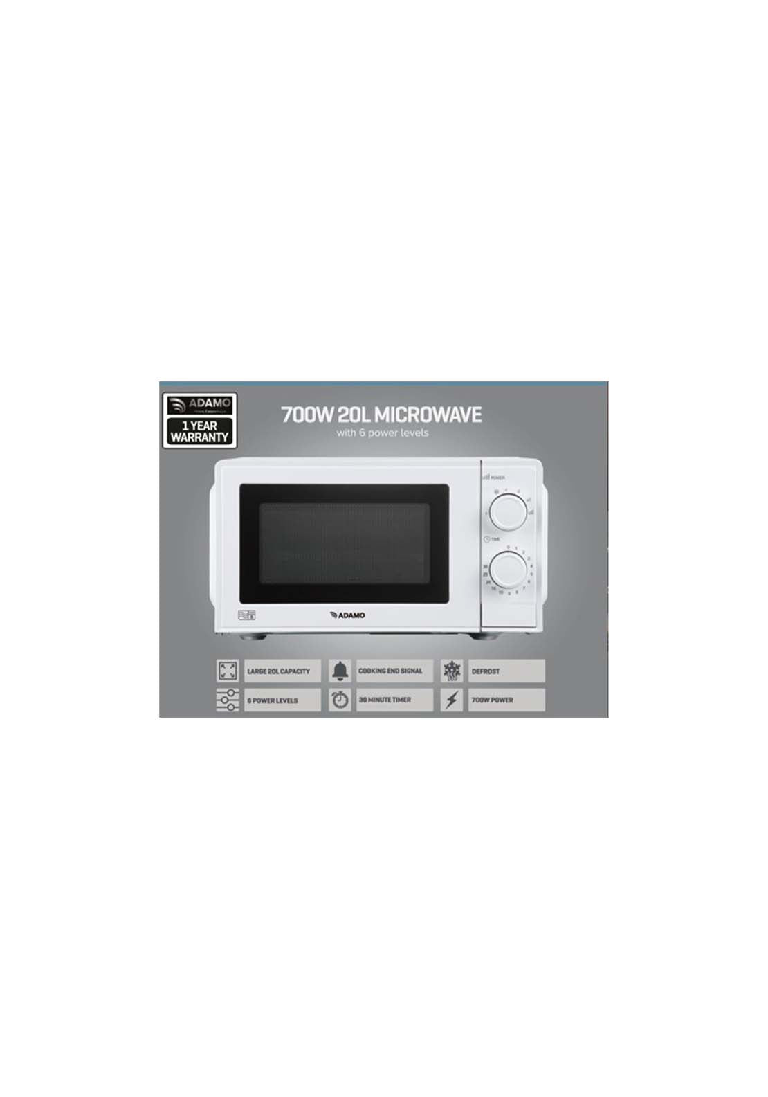 Adamo Adamo 20L Manual Microwave | Sda2637Ed - White 2 Shaws Department Stores