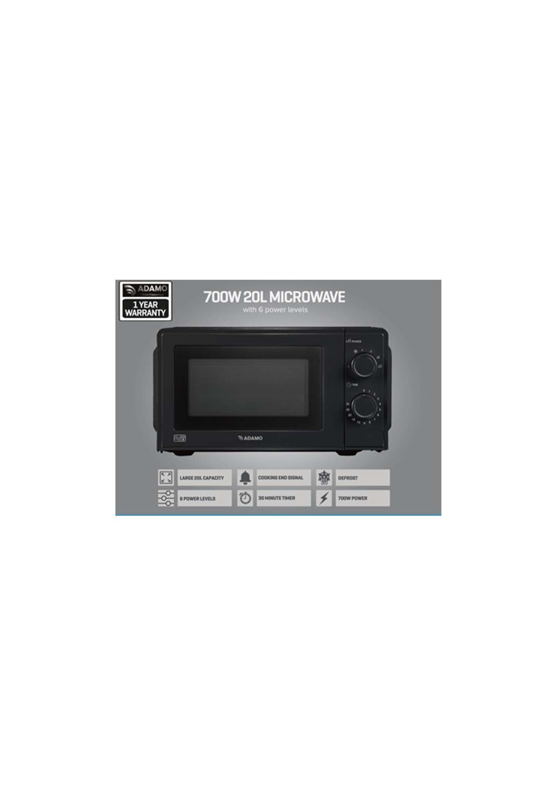 Adamo Sda2638Ed Adamo 20L Manual Microwave - Black 1 Shaws Department Stores