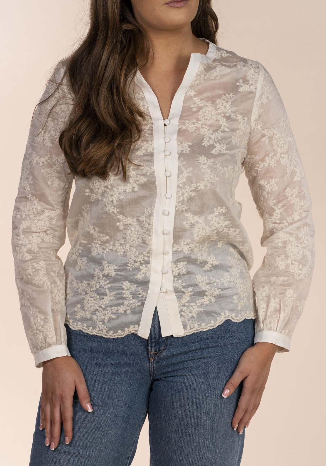 Naoise Anglaise Lace Blouse - White 2 Shaws Department Stores