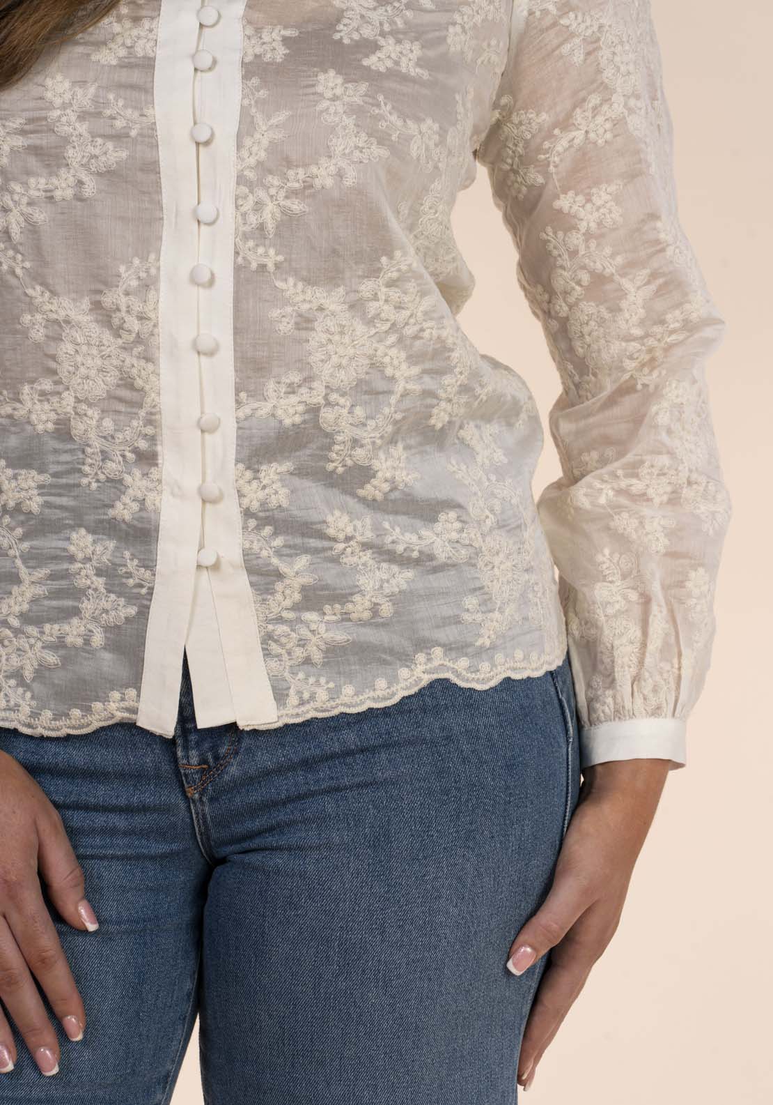 Naoise Anglaise Lace Blouse - White 4 Shaws Department Stores