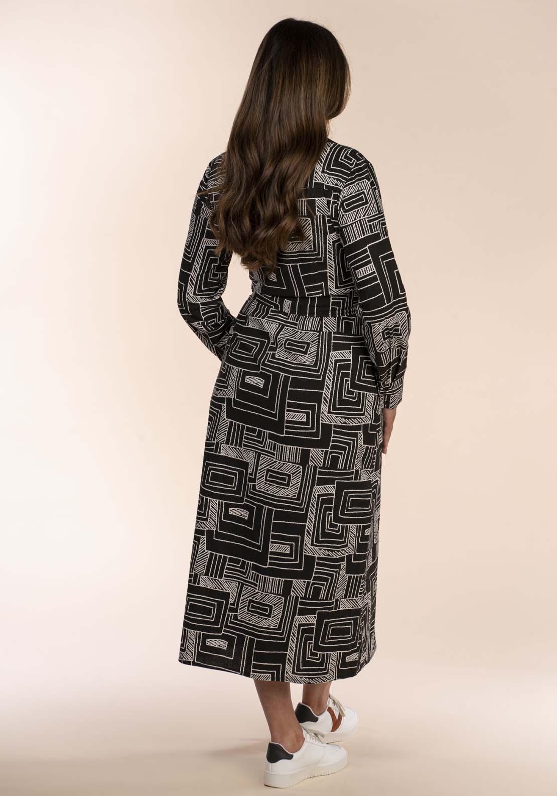 Naoise Geometric Cotton Maxi Dress - Black 4 Shaws Department Stores