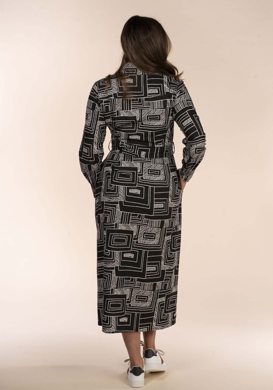 Naoise Geometric Cotton Maxi Dress - Black 6 Shaws Department Stores