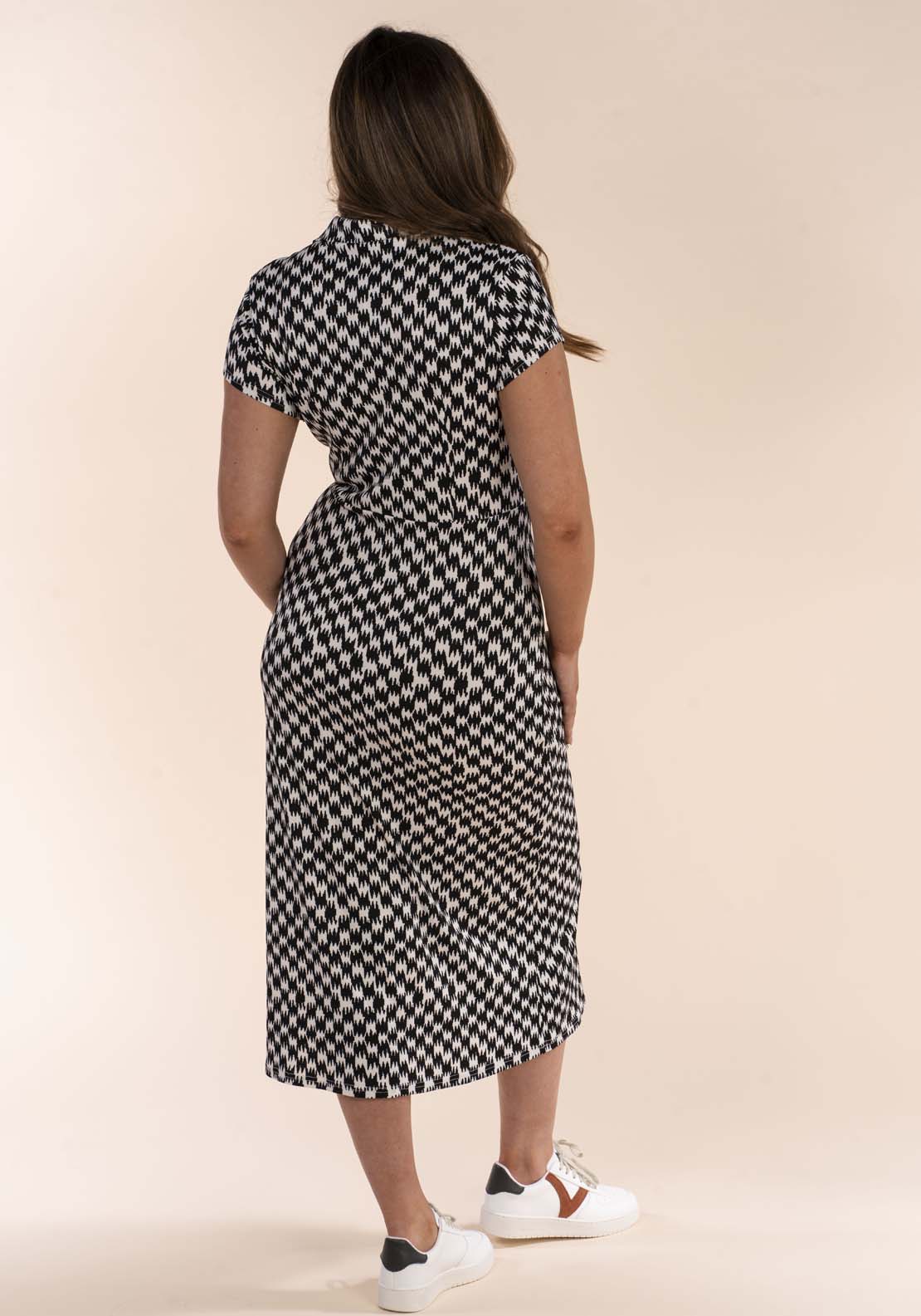 Naoise Jersey Dress W Collar - White / Black 5 Shaws Department Stores