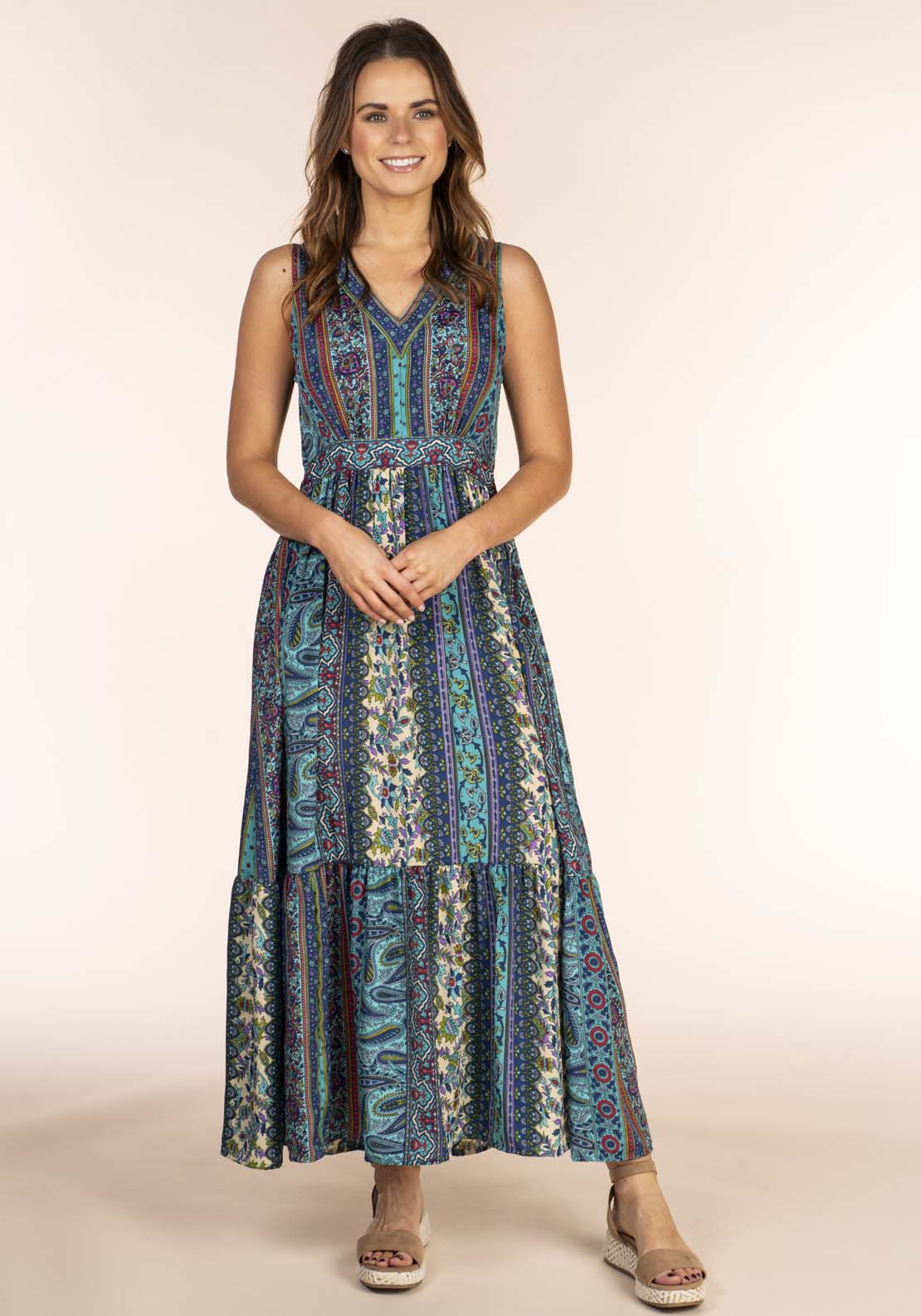 Naoise Sleeveless Tier Dress - Blue 1 Shaws Department Stores