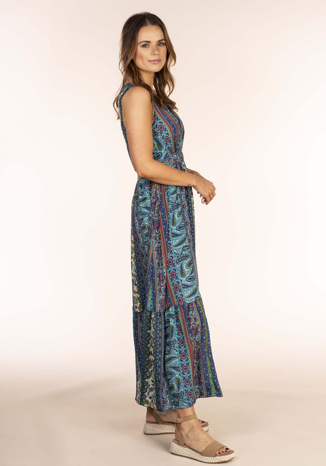 Naoise Sleeveless Tier Dress - Blue 3 Shaws Department Stores