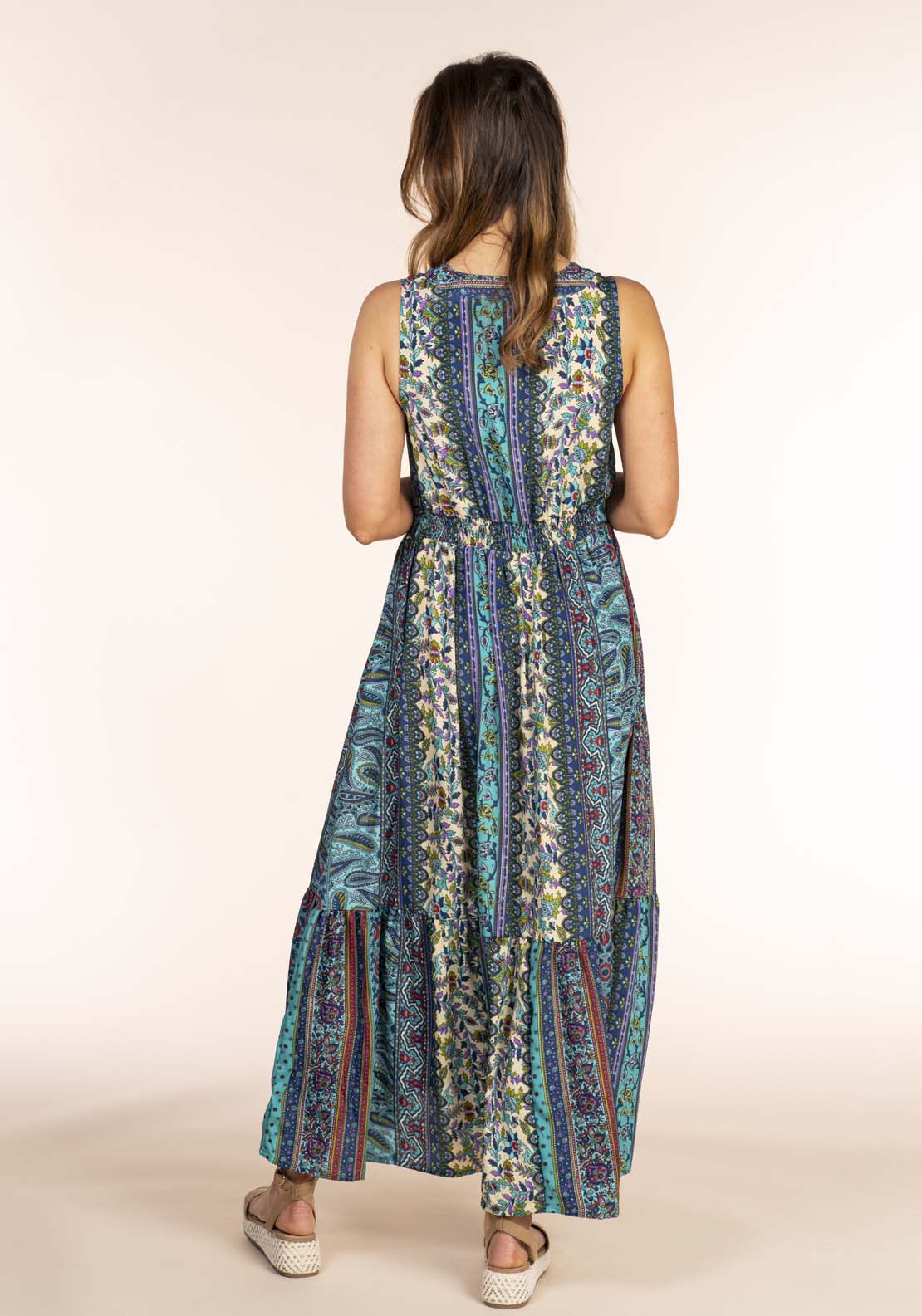 Naoise Sleeveless Tier Dress - Blue 5 Shaws Department Stores