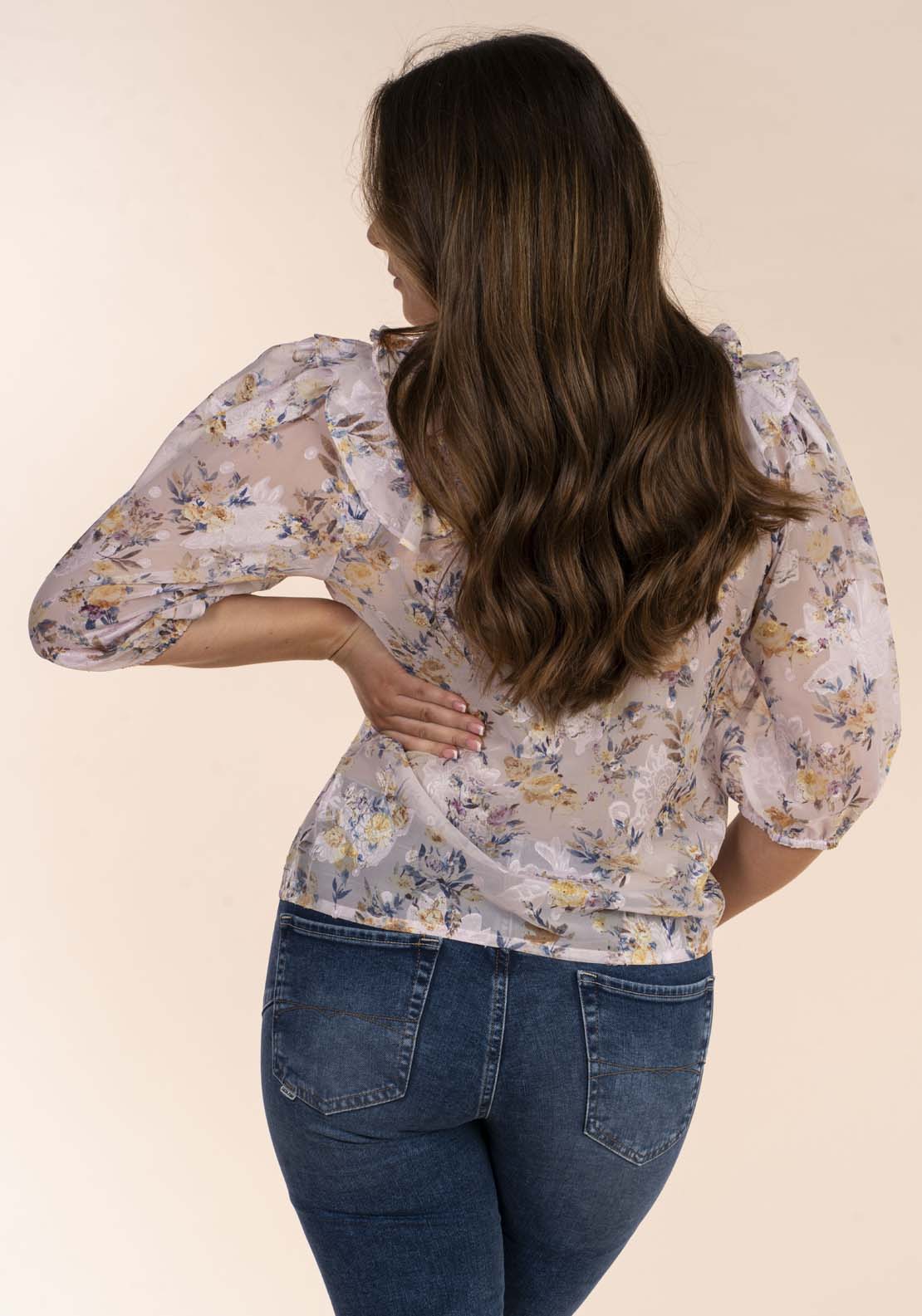 Naoise Plumetti Frill Top - Pink 4 Shaws Department Stores