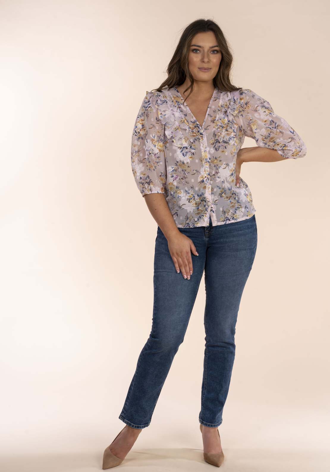 Naoise Plumetti Frill Top - Pink 5 Shaws Department Stores