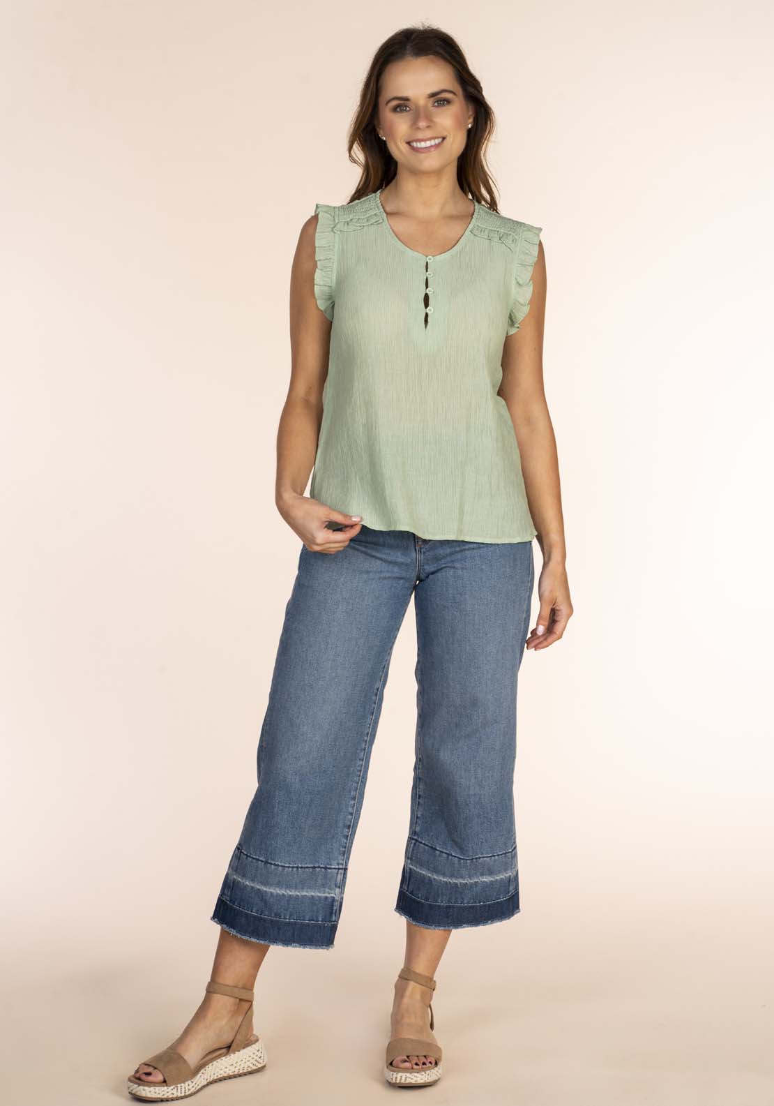 Naoise Textured Button Front Top 4 Shaws Department Stores