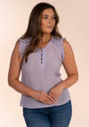 Textured Button Front Top - Lilac