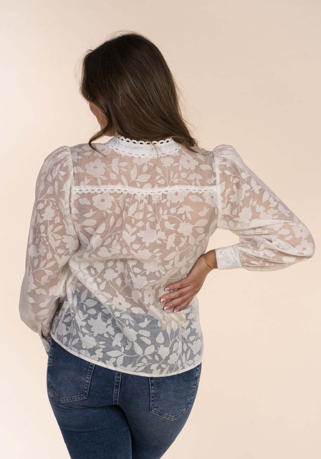 Naoise Panel Blouse - White 3 Shaws Department Stores