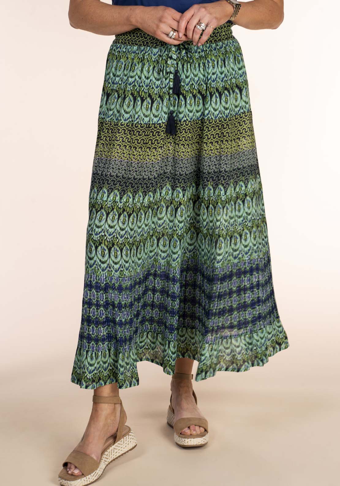 Tea Lane Print Tier Skirt - Blue 2 Shaws Department Stores