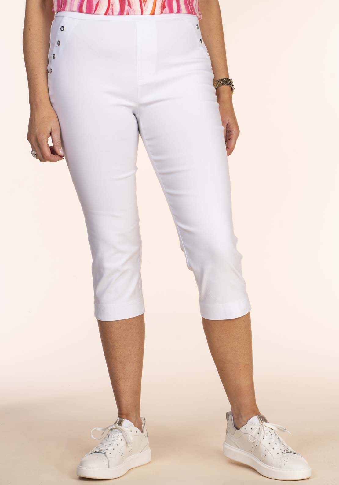 Tea Lane Pocket Eyelet Detail Crop - White 1 Shaws Department Stores