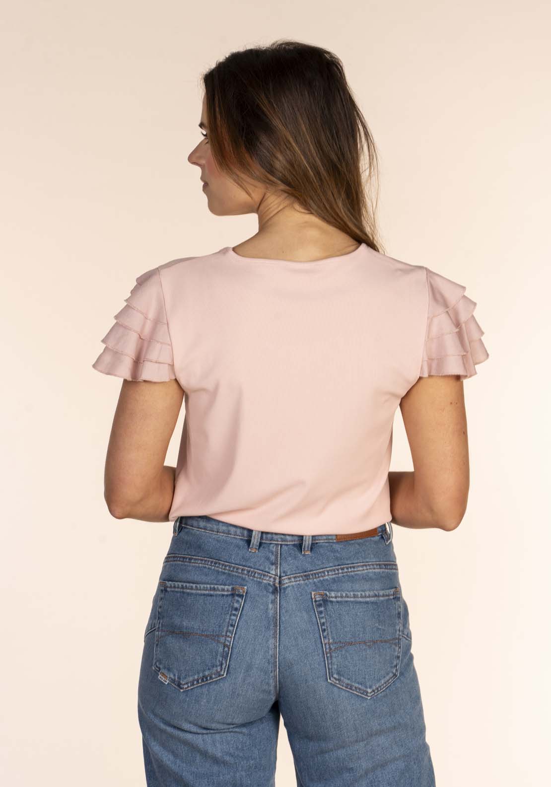 Naoise Linen Cuff Tee - Pink 3 Shaws Department Stores