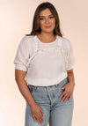 Textured Blouse With Frills - White