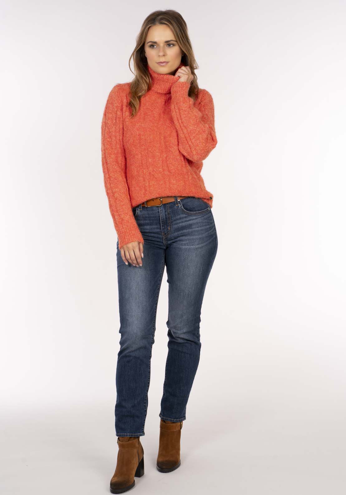 Naoise Roll Neck Cable Sweater - Blaze 3 Shaws Department Stores
