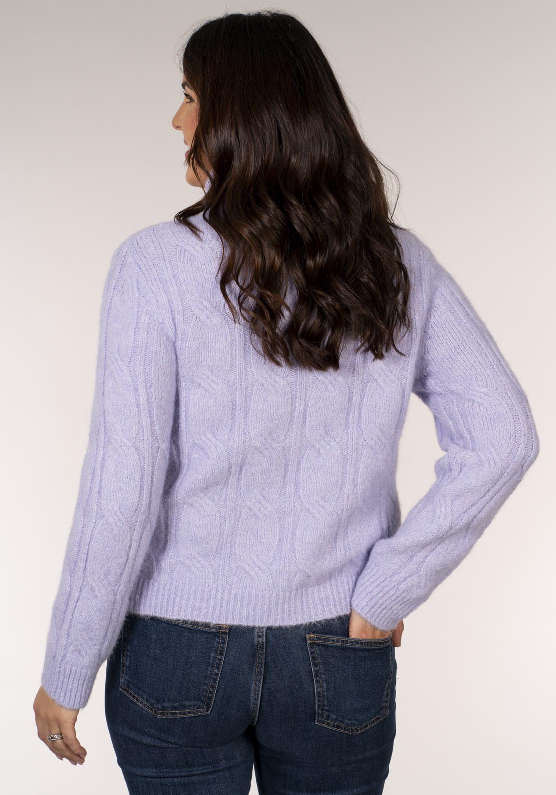 Tea Lane Cable Roll Neck Jumper - Lavendar Marl 2 Shaws Department Stores