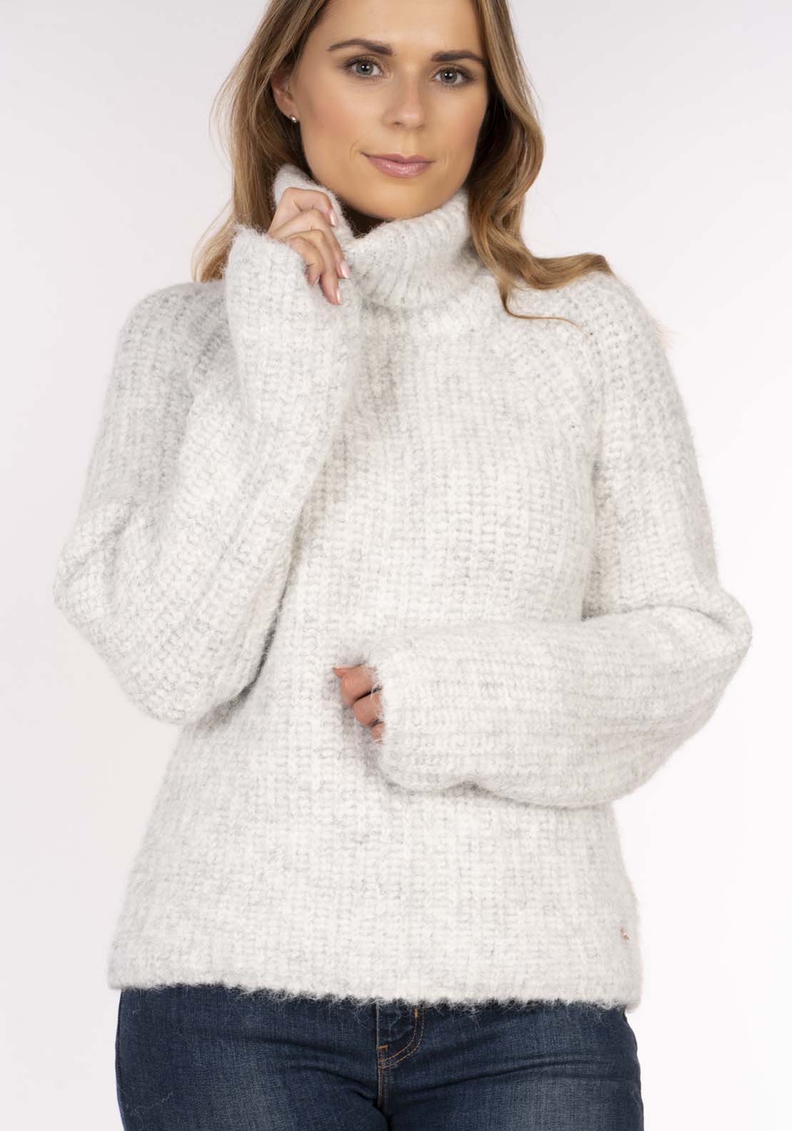 Naoise Rib Roll Raglan - Grey 3 Shaws Department Stores