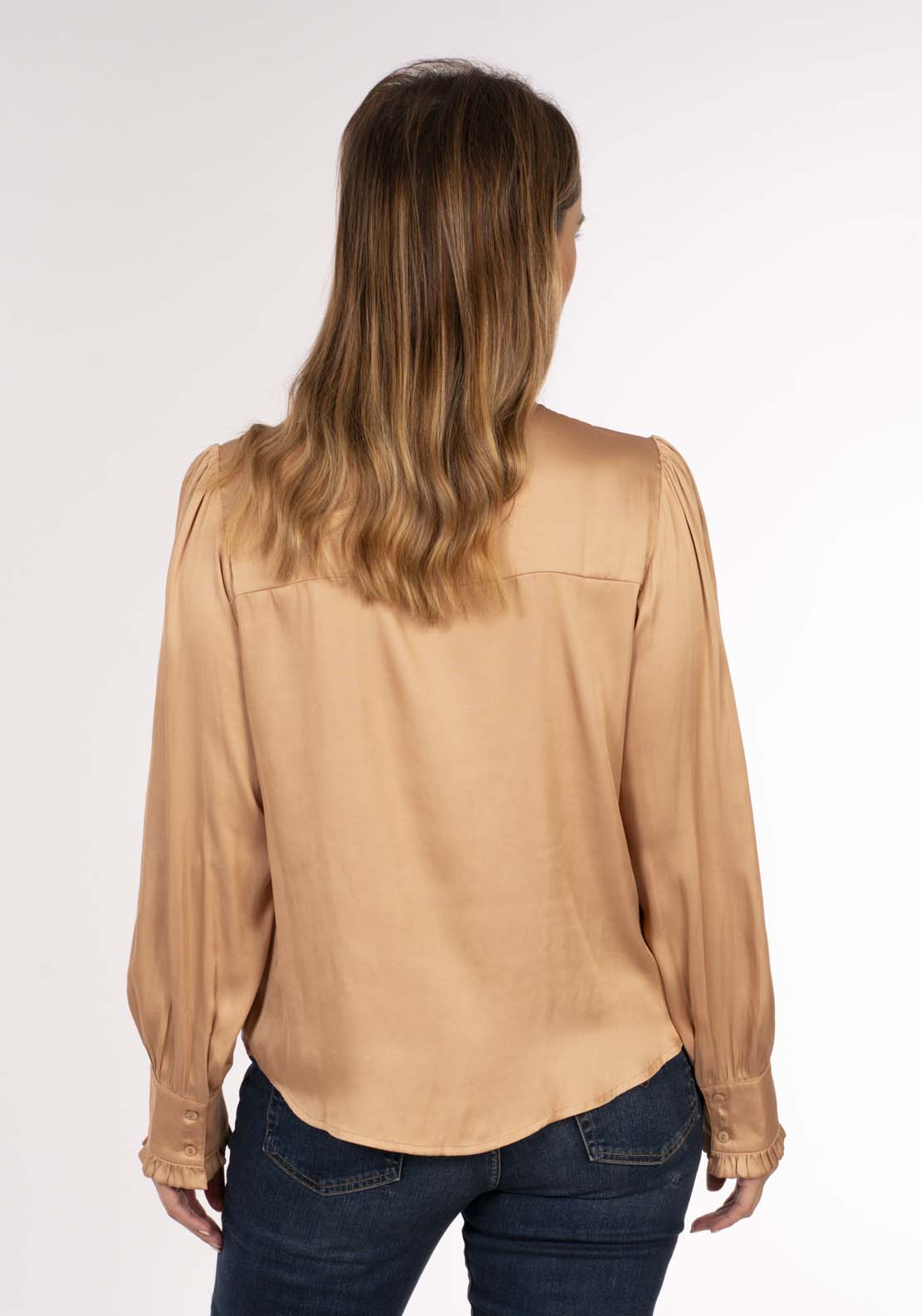 Naoise Satin Pleat Blouses - Cappucino 4 Shaws Department Stores