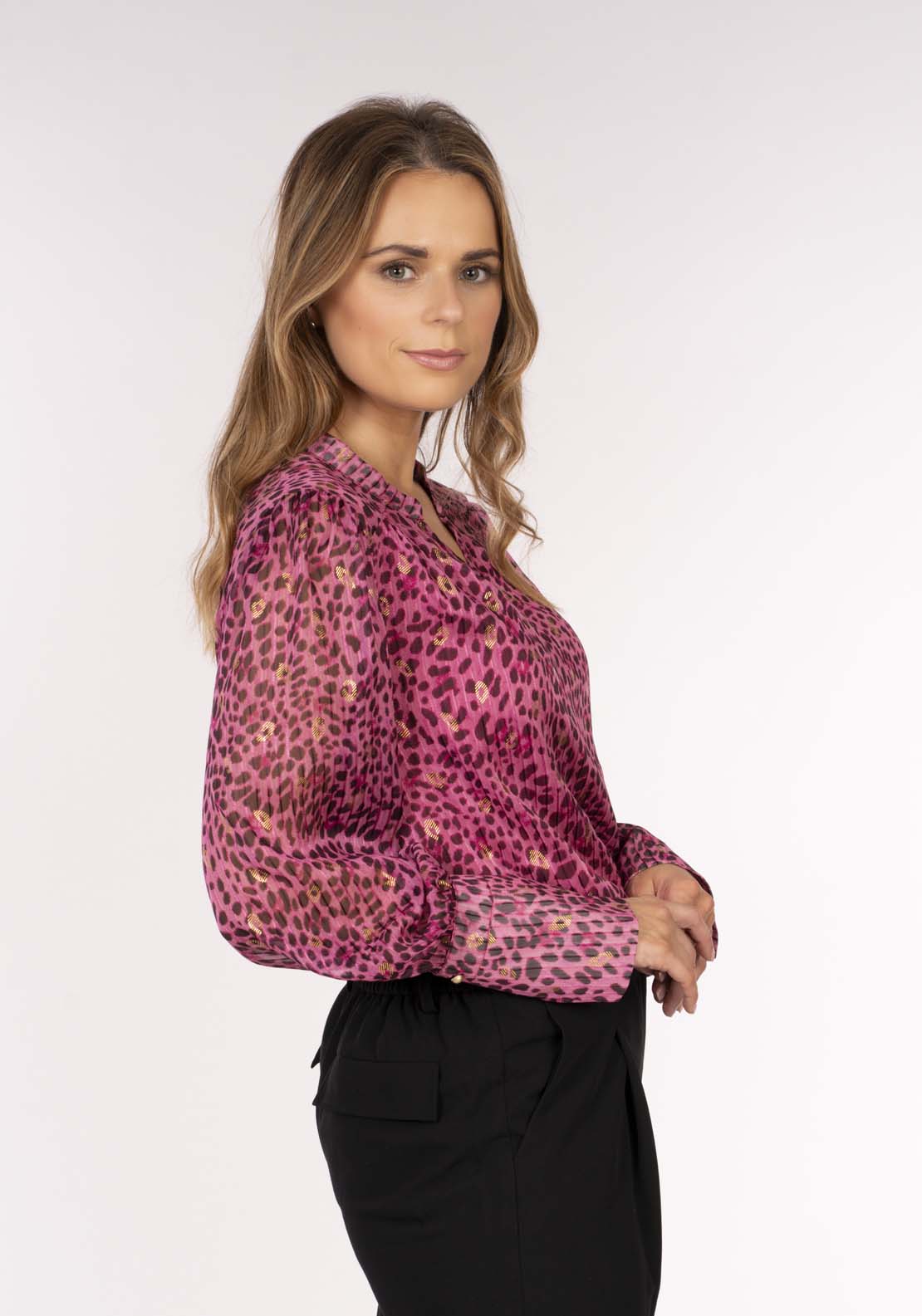 Naoise Leopard Print Blouse - Pink Leopard 4 Shaws Department Stores