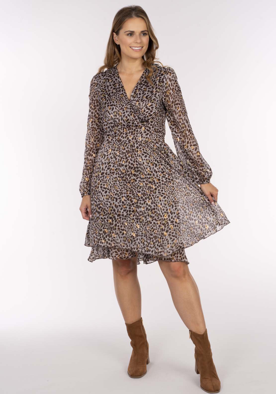 Naoise Leopard Dress - Brown 3 Shaws Department Stores