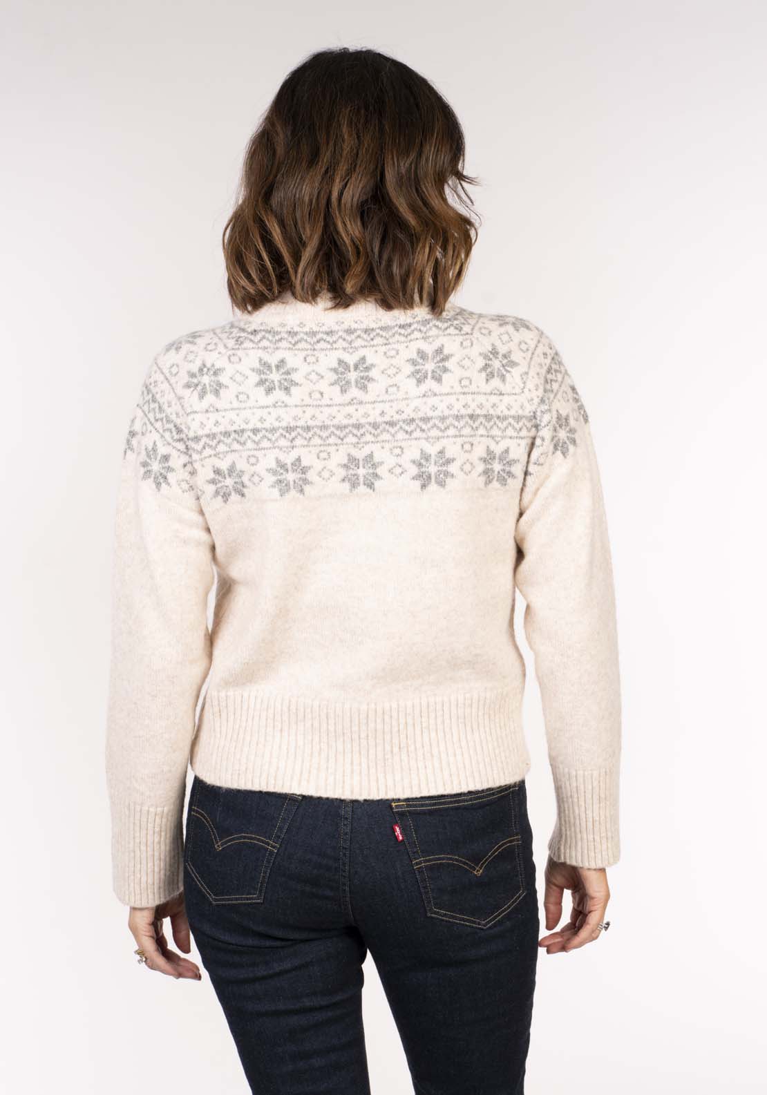 Naoise Fairisle Crew Sweater - Ivory / Grey 6 Shaws Department Stores