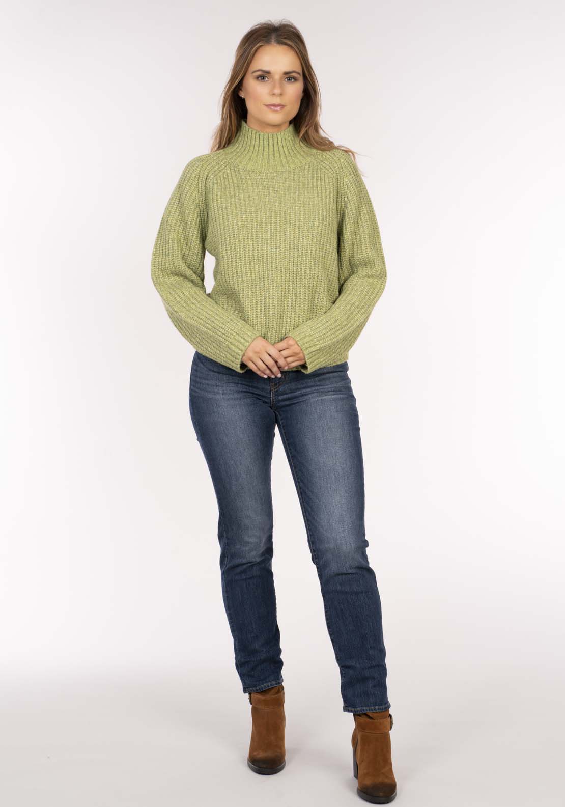 Naoise Fisherman Rib Sweater - Sage 4 Shaws Department Stores