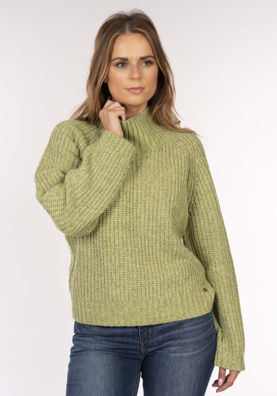 Naoise Fisherman Rib Sweater - Sage 1 Shaws Department Stores