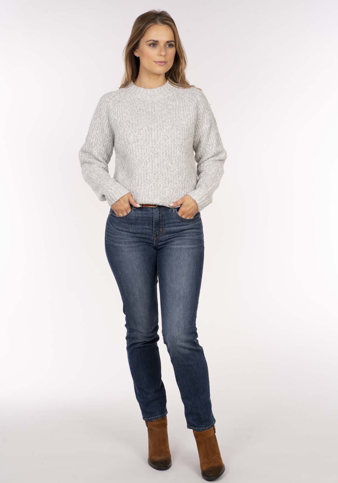 Naoise Diamond Rib Sweater - Grey 6 Shaws Department Stores
