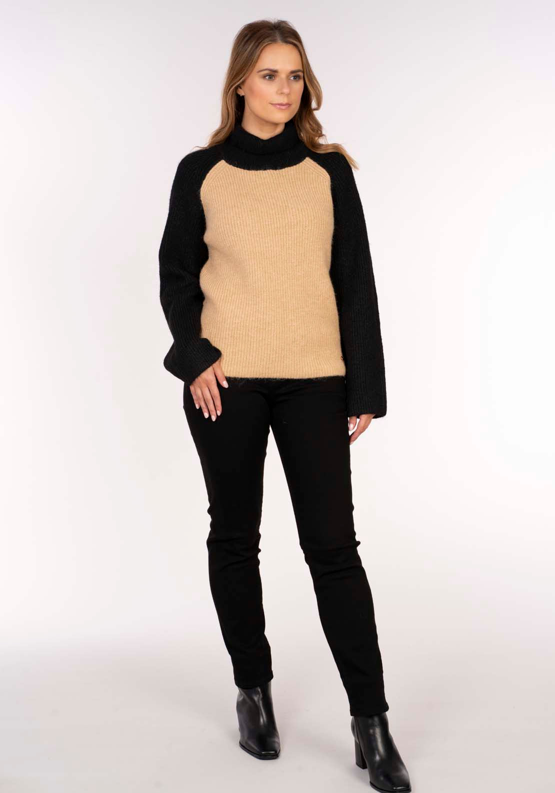 Naoise Two Tone Raglan Sweater - Black / Stone 3 Shaws Department Stores