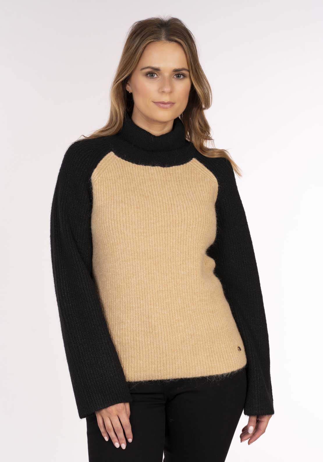 Naoise Two Tone Raglan Sweater - Black / Stone 1 Shaws Department Stores