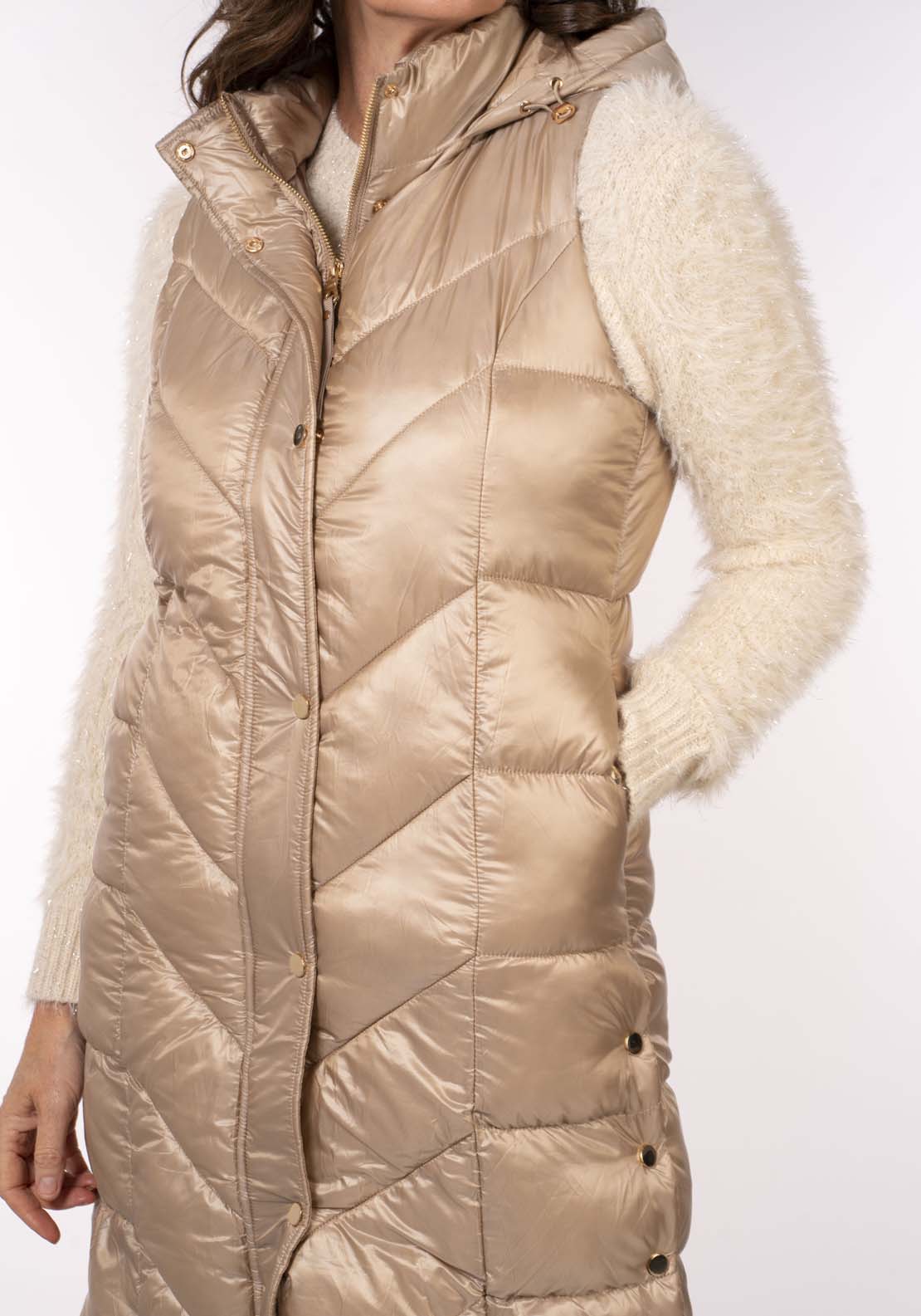 Naoise Diamond Quilt Long Gilet - Caramel 7 Shaws Department Stores