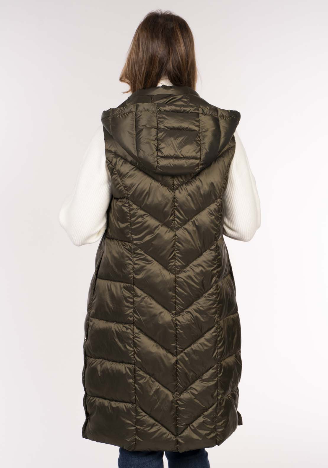 Naoise Diamond Quilt Long Gilet - Green 4 Shaws Department Stores
