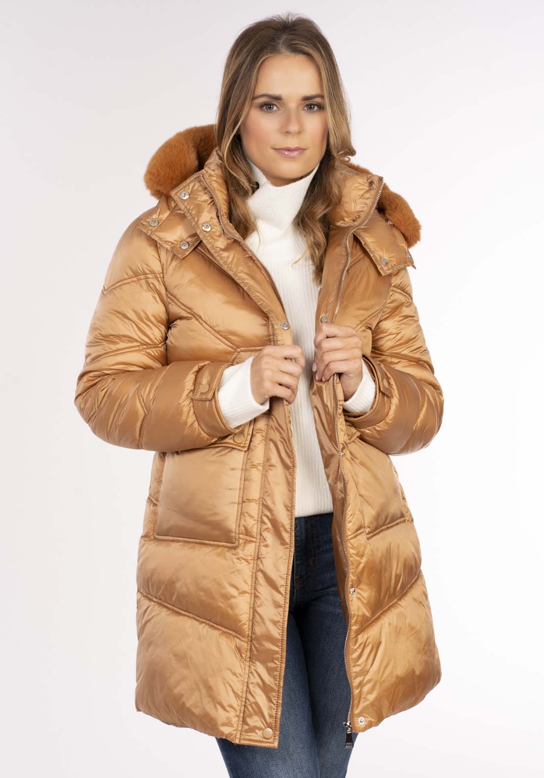 Naoise 3/4 Fur Hood - Caramel 2 Shaws Department Stores