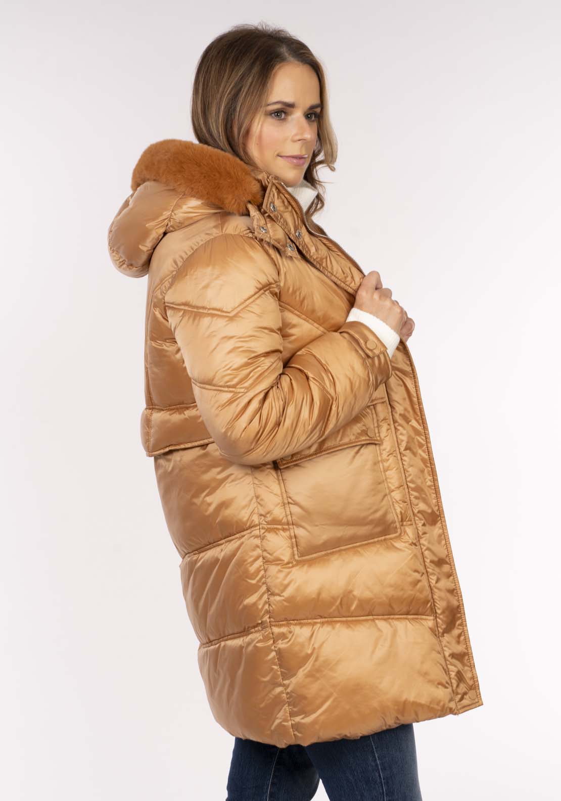Naoise 3/4 Fur Hood - Caramel 3 Shaws Department Stores