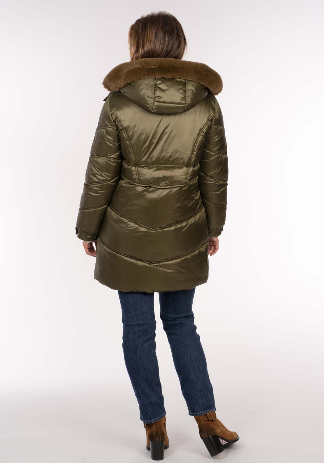 Naoise 3/4 Fur Hood - Green 3 Shaws Department Stores