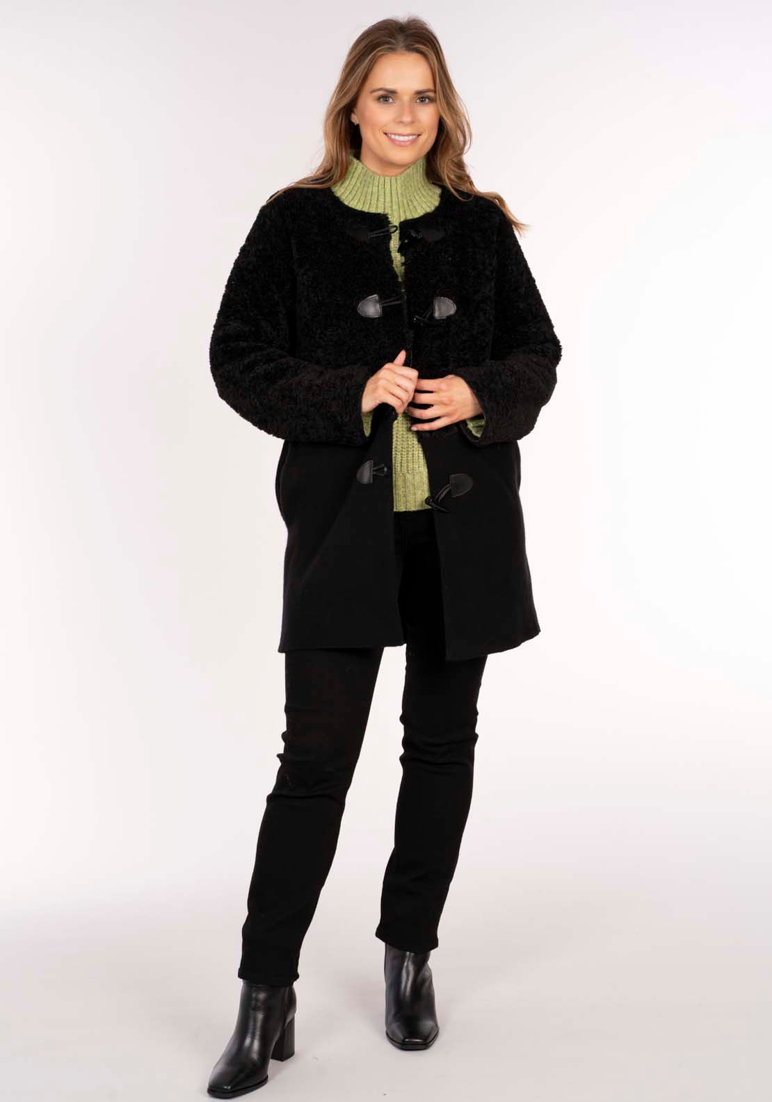 Naoise Suede And Sherpa Jacket - Black 1 Shaws Department Stores